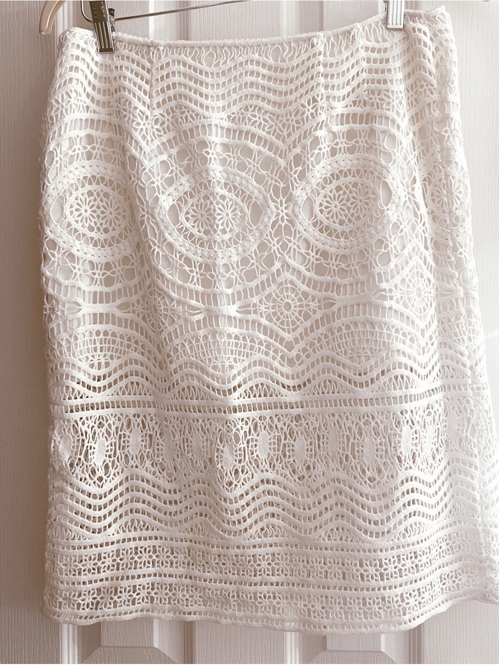 Knitted Openwork Lace Skirt with Attached Short Slip Lining